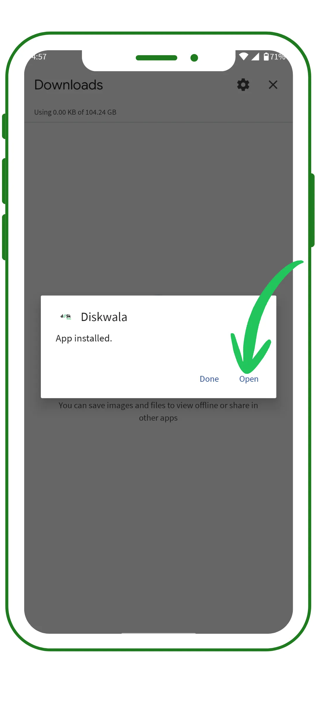 Image showing steps to open a app in andriod phone.