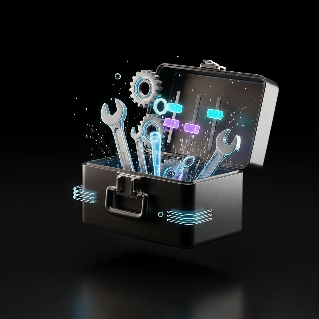 A black box filled with various wrenches and tools, showcasing a range of sizes and types for mechanical tasks.