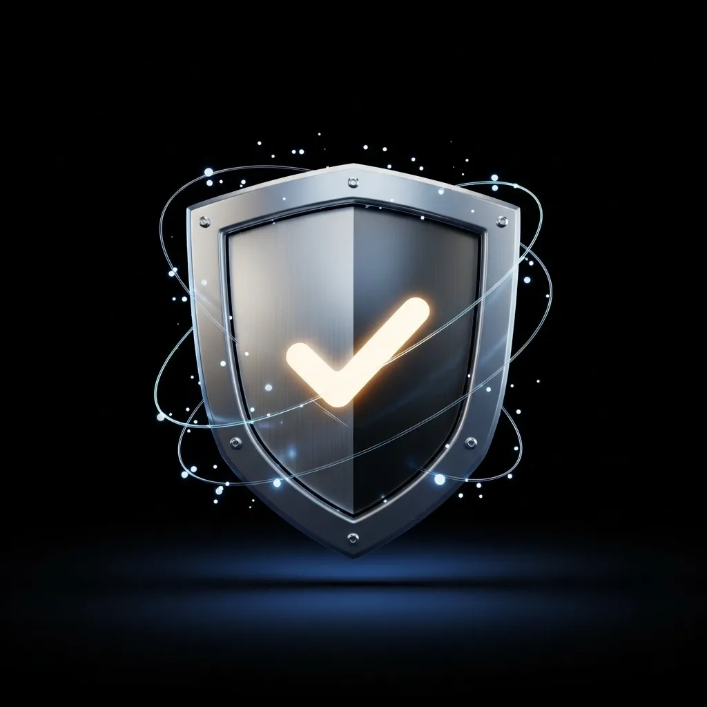 A shield featuring a prominent check mark, symbolizing protection and approval.